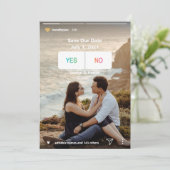 Fun Social Media Ja Geen foto De datum Kaart opsla (Staand voorkant)