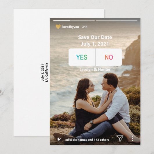 Fun Social Media Ja Geen foto De datum Kaart opsla (Voorkant / Achterkant)