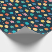 Fun Solar System Planets Pattern for Kids Blue Cadeaupapier (Hoek)