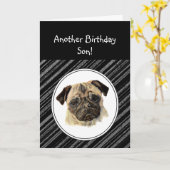 Fun Son ziet er niet uit als Zad Birthday Pug Dog Kaart (Gele Bloem)