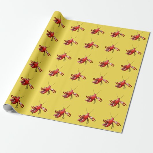 Fun Southern Crawfish Boil Crawdad op Pick Color Cadeaupapier (Uitgerold)