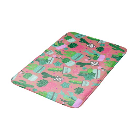 Fun Southwestern Cute Girly Pink Cactus Pattern Badmat (Gekanteld)