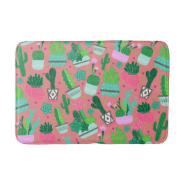 Fun Southwestern Cute Girly Pink Cactus Pattern Badmat