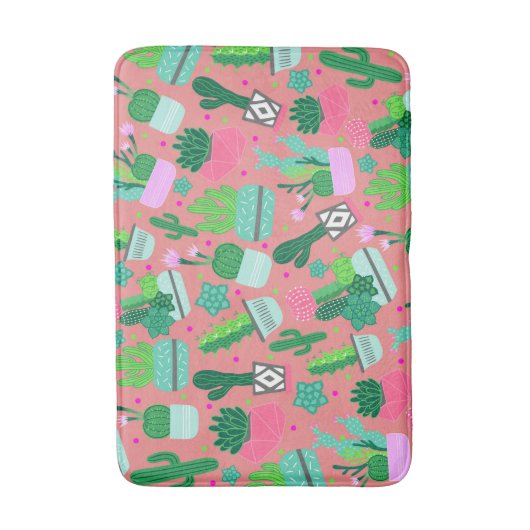 Fun Southwestern Cute Girly Pink Cactus Pattern Badmat (Voorkant Verticaal)