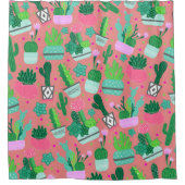 Fun Southwestern Cute Girly Pink Cactus Pattern Douchegordijn (Voorkant)