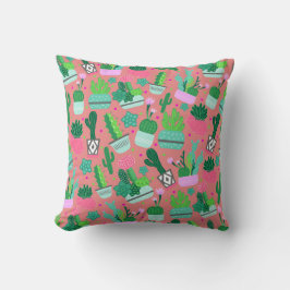 Fun Southwestern Cute Girly Pink Cactus Pattern Kussen