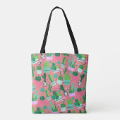 Fun Southwestern Cute Girly Pink Cactus Pattern Tote Bag (Achterkant)