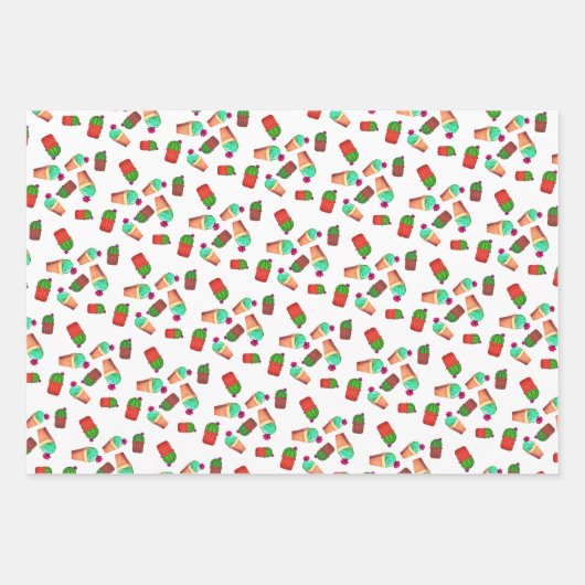 Fun Southwestern Flowering Potted Cactus Pattern Inpakpapier Vel (Voorkant 2)