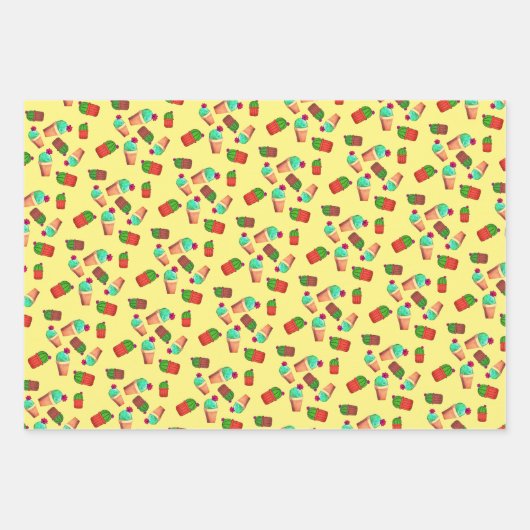 Fun Southwestern Flowering Potted Cactus Pattern Inpakpapier Vel (Voorkant)