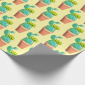 Fun Southwestern Gellow Flowering Potted Cactus Cadeaupapier (Hoek)