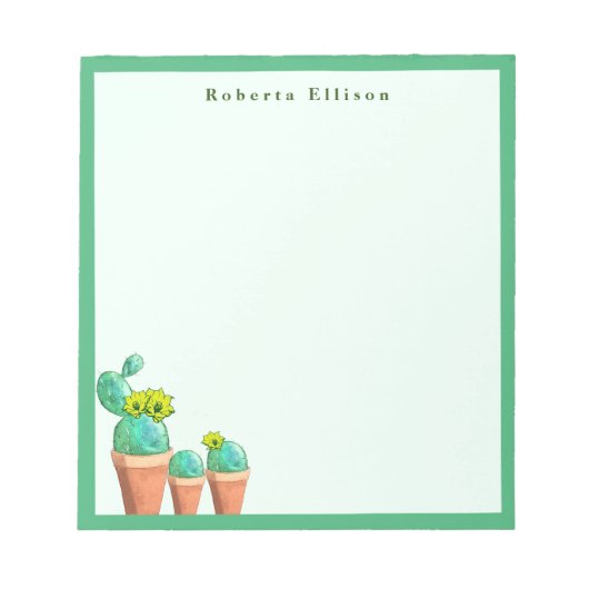 Fun Southwestern Potted Cactus Flowers Custom Notitieblok (Voorkant)