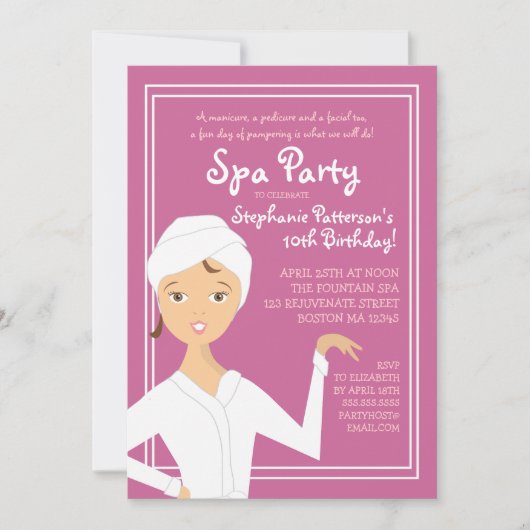 Fun Spa Girl Birthday Spa Party Uitnodiging | Berr (Voorkant)