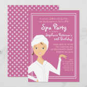 Fun Spa Girl Birthday Spa Party Uitnodiging | Berr (Voorkant / Achterkant)