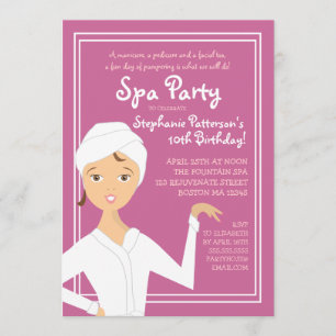 Fun Spa Girl Birthday Spa Party Uitnodiging   Berr