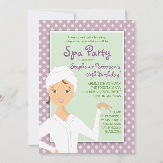Fun Spa Girl Birthday Spa Party Uitnodiging | Roze (Voorkant)