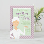Fun Spa Girl Birthday Spa Party Uitnodiging | Roze (Staand voorkant)