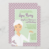 Fun Spa Girl Birthday Spa Party Uitnodiging | Roze (Voorkant / Achterkant)