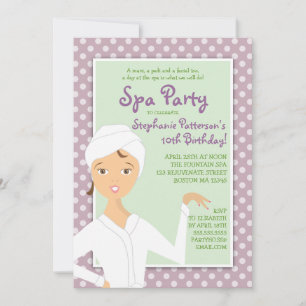 Fun Spa Girl Birthday Spa Party Uitnodiging   Roze