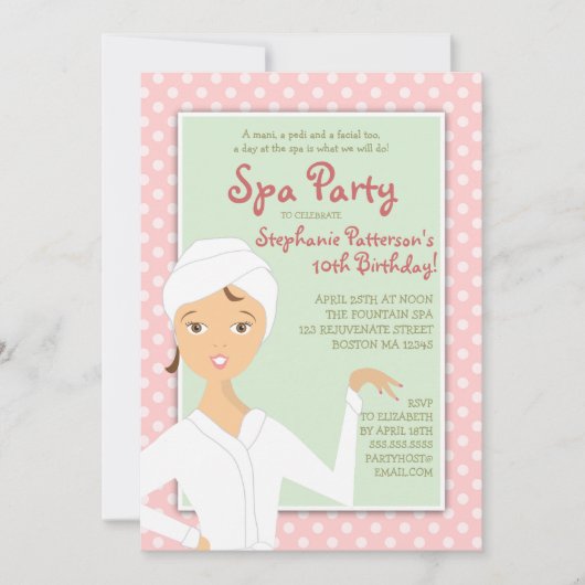 Fun Spa Girl Birthday Spa Party Uitnodiging | Roze (Voorkant)