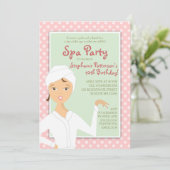 Fun Spa Girl Birthday Spa Party Uitnodiging | Roze (Staand voorkant)