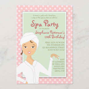 Fun Spa Girl Birthday Spa Party Uitnodiging   Roze