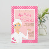 Fun Spa Girl Birthday Spa Party Uitnodiging | Roze (Staand voorkant)