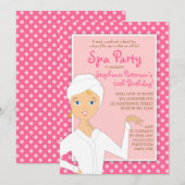 Fun Spa Girl Birthday Spa Party Uitnodiging | Roze (Voorkant / Achterkant)