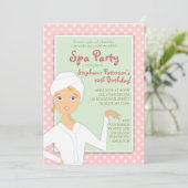 Fun Spa Girl Birthday Spa Party Uitnodiging | Roze (Staand voorkant)