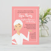 Fun Spa Girl Birthday Spa Party Uitnodiging | Roze (Staand voorkant)