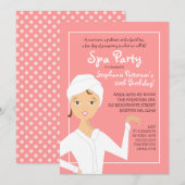 Fun Spa Girl Birthday Spa Party Uitnodiging | Roze (Voorkant / Achterkant)