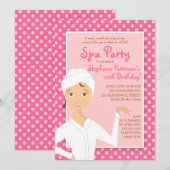 Fun Spa Girl Birthday Spa Party Uitnodiging | Roze (Voorkant / Achterkant)