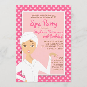 Fun Spa Girl Birthday Spa Party Uitnodiging   Roze