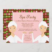 Fun Spa Girl Birthday Spa Party Uitnodiging | Roze (Voorkant / Achterkant)