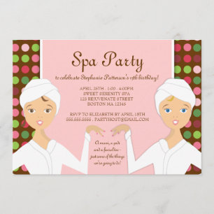 Fun Spa Girl Birthday Spa Party Uitnodiging   Roze