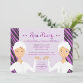 Fun Spa Girl Birthday Spa Party Uitnodiging | Zebr (Staand voorkant)