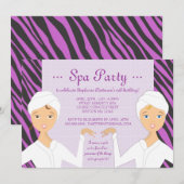Fun Spa Girl Birthday Spa Party Uitnodiging | Zebr (Voorkant / Achterkant)