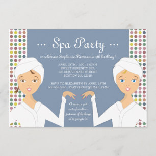 Fun Spa Girl Birthday Spa Party Uitnodiging   Zebr