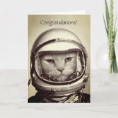 Fun "Space Cat" Birthday Kaart (Voorkant)