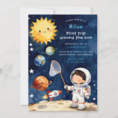 Fun Space First Trip Around The Sun 1st Birthday Kaart (Voorkant)