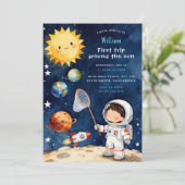 Fun Space First Trip Around The Sun 1st Birthday Kaart (Staand voorkant)