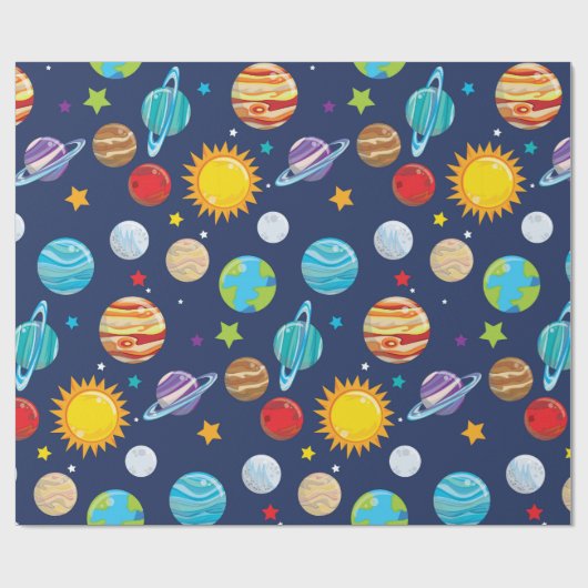 Fun Space-partijpatroonomloop Cadeaupapier (Vlak)