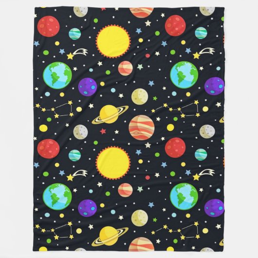 Fun Space Patroon Fleece Deken (Voorkant)