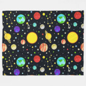 Fun Space Patroon Fleece Deken (Voorkant (Horizontaal))