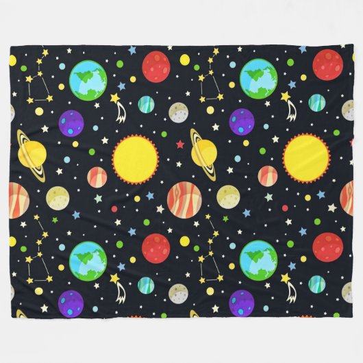 Fun Space Patroon Fleece Deken (Voorkant (Horizontaal))