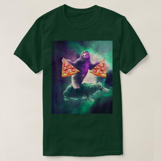 Fun Space Sloth with Pizza Riding Turtle 68 254 T-shirt (Design voorkant)