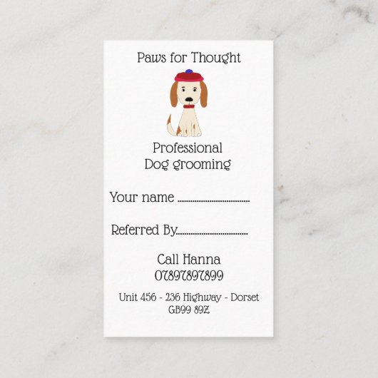 Fun Spaniel Dog Walking Dog Grooming Reference Visitekaartje (Achterkant)