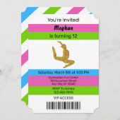 Fun Sparkle Gymnastics Birthday Ticket Kaart (Voorkant / Achterkant)