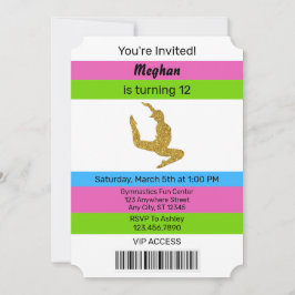 Fun Sparkle Gymnastics Birthday Ticket Kaart