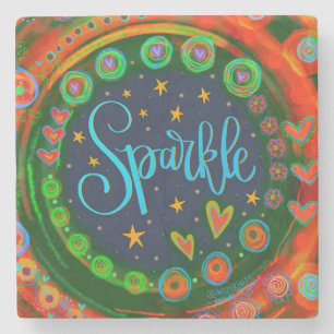 Fun Sparkle Stars Hearts Whimsical Stenen Onderzetter