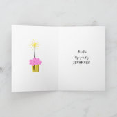 Fun Sparkler Cupcake Add a Name Birthday Kaart (Binnen)